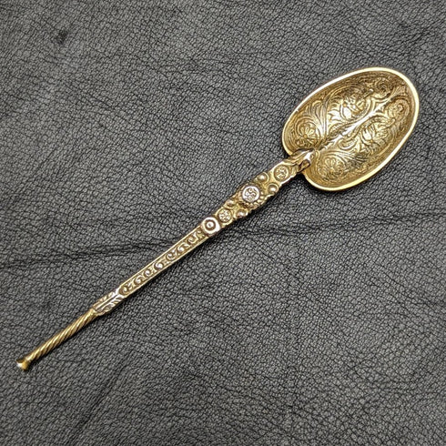 1936 British vintage sterling silver anointing spoon set of 12 in a case